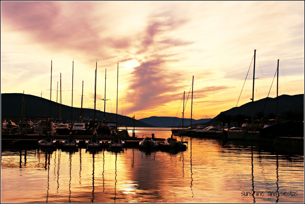 sunset over porto montenegro