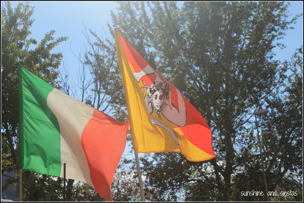 Sicily and Italian flags